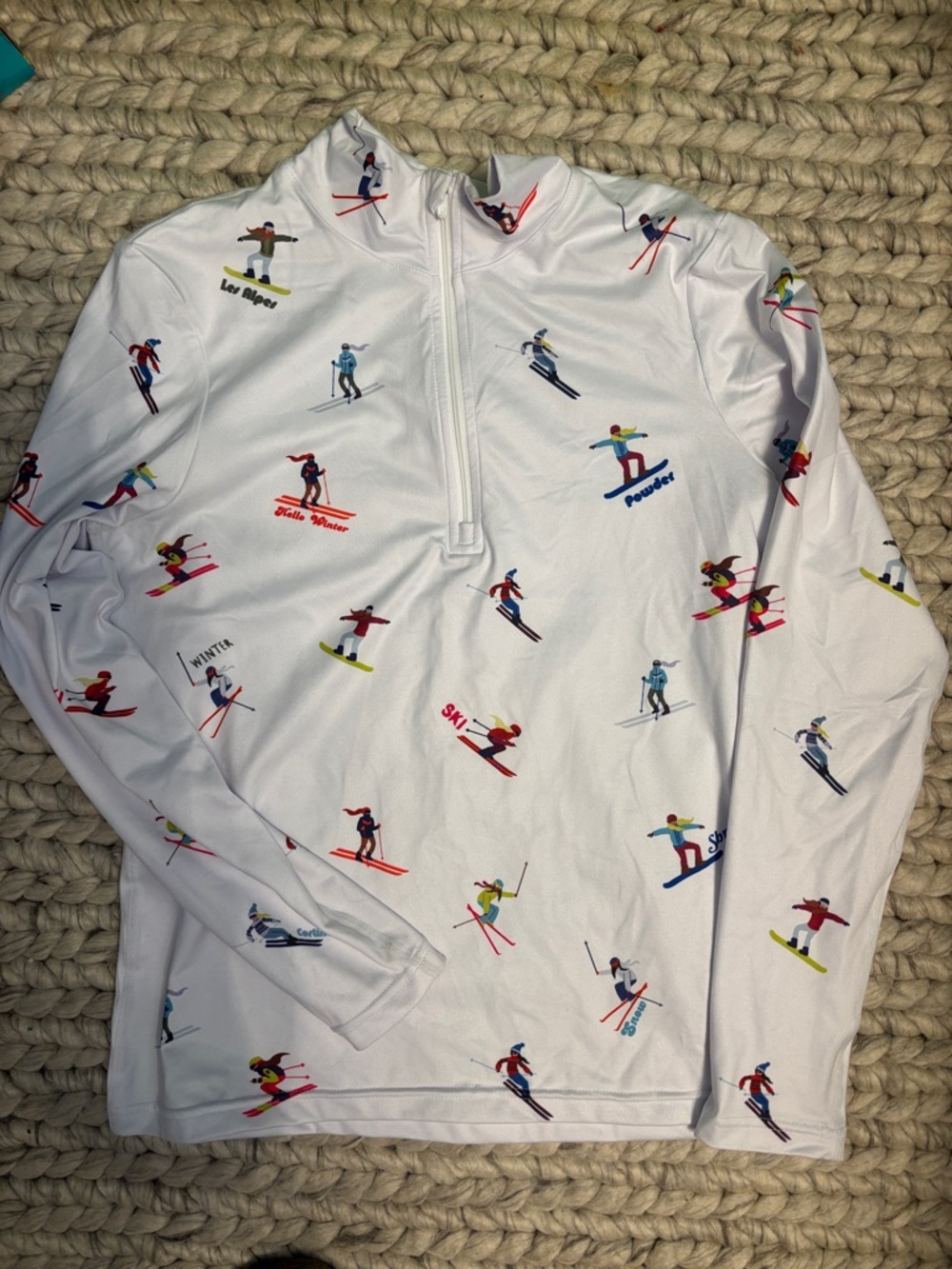 White Krimson Klover Ski Print Quarter‑Zip Pullover